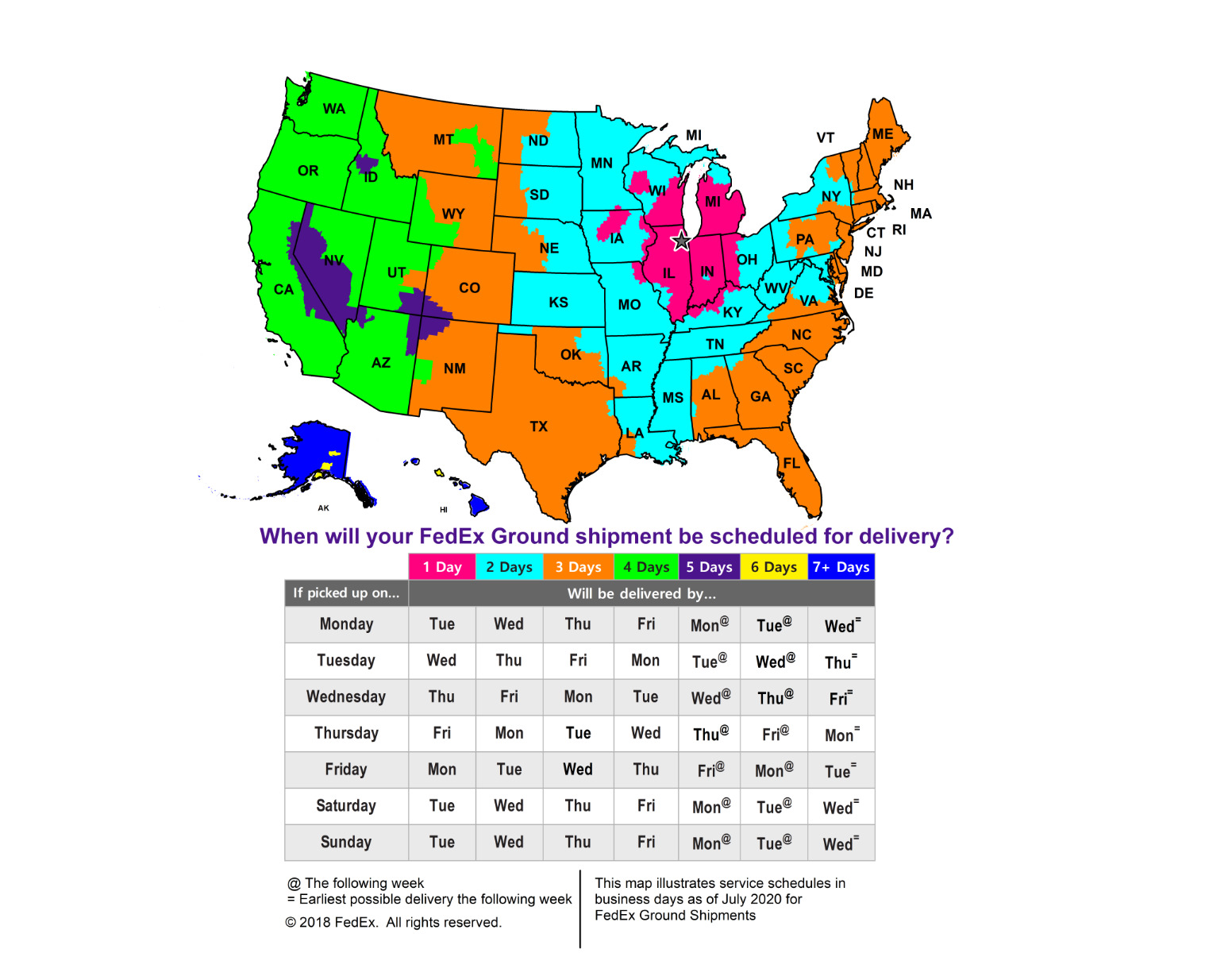 FedEx Service Map